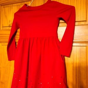 Girl's Lands' End Red Long-Sleeve Dress